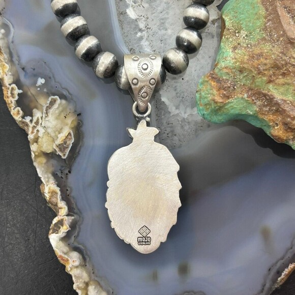 Sterling Southwestern Style Sonora Gold Turquoise Decorated Pendant For Women - Picture 8 of 10